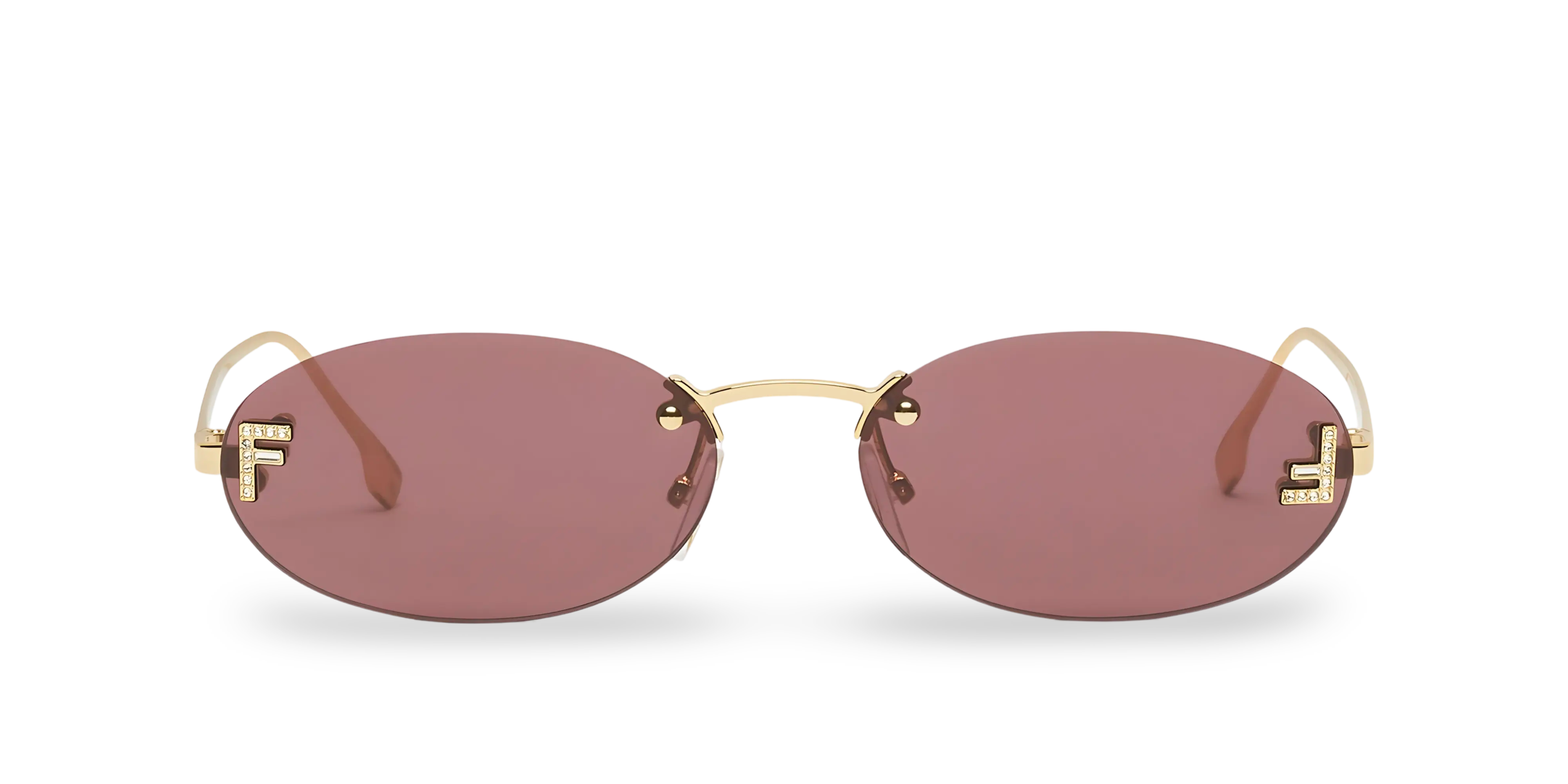Fendi FIRST CRYSTAL Women Sunglasses Gold Violet Oval FE4075US 30Y AUTHENTIC Fendi First Crystal F Logo Gold Oval Golden Gray FE4075US  main image 4