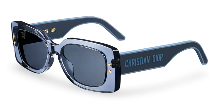 Transparente blaue rechteckige Sonnenbrille