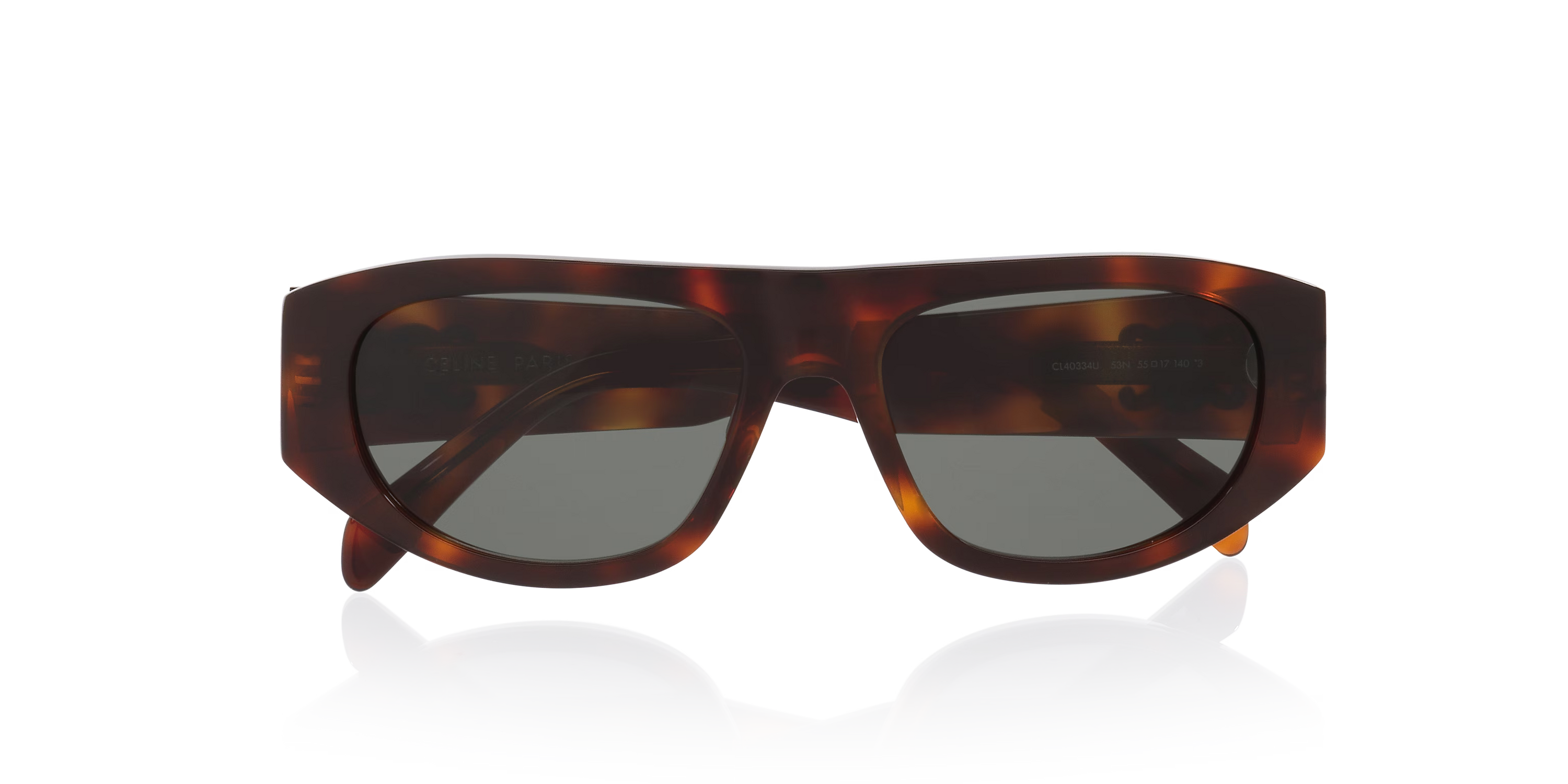 Geometric Havana Sunglasses with Green Lenses