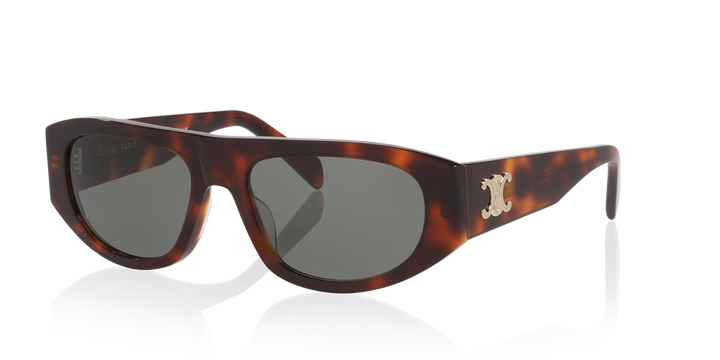 Geometric Havana Sunglasses with Green Lenses