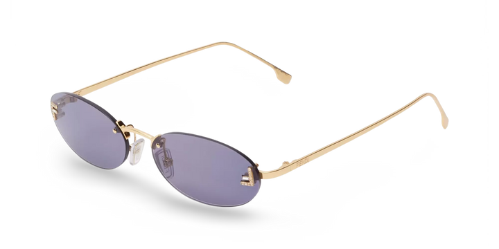 Gold Oval Sunglasses with Blue Lenses