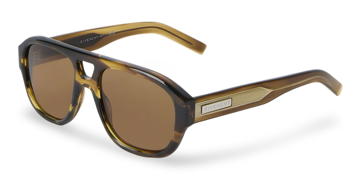 Pilot Shape Striped Brown Sunglasses with Brown Lenses