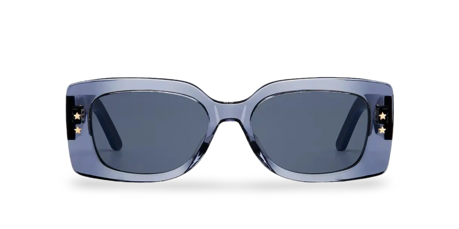 Transparente blaue rechteckige Sonnenbrille