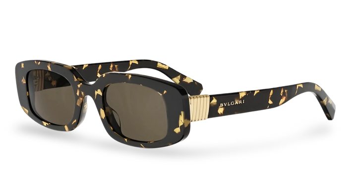 Rechteckige Havana-Sonnenbrille mit braunen Gläsern