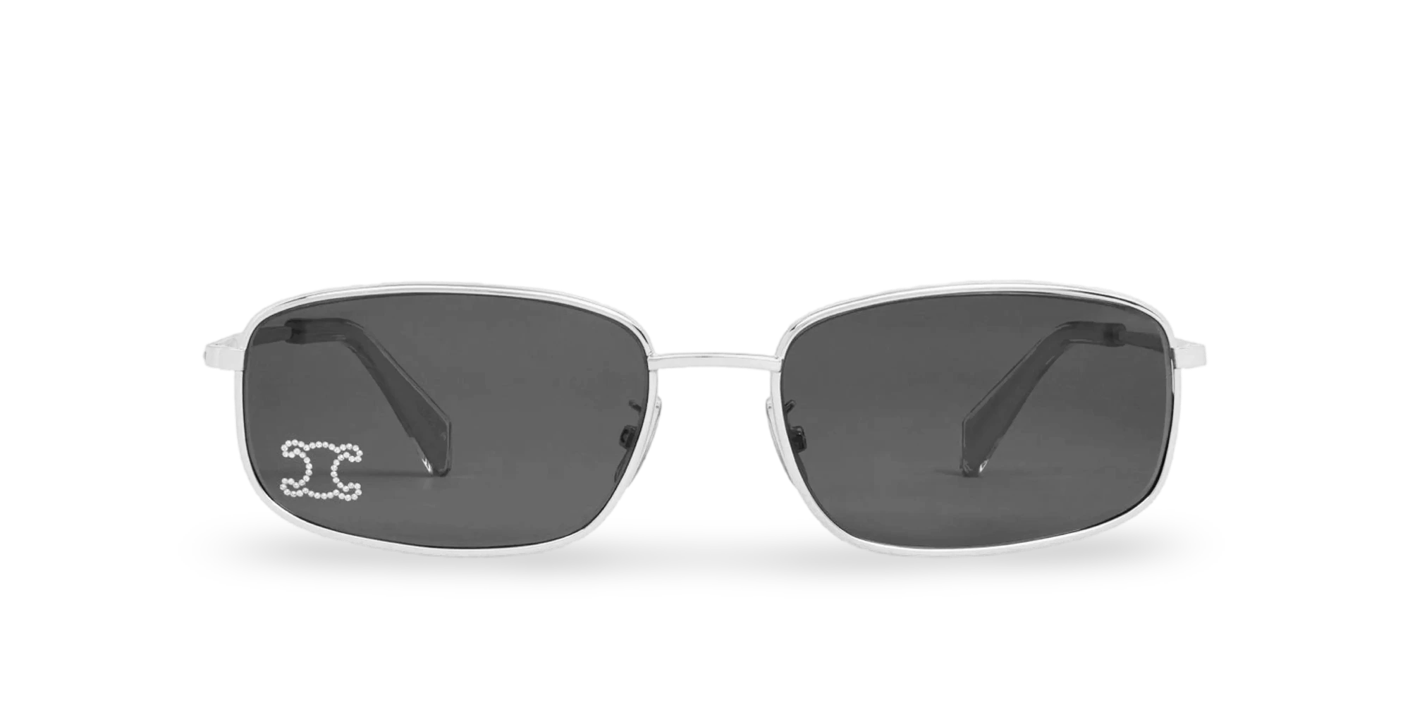 Silver Rectangular Sunglasses with Grey Lenses