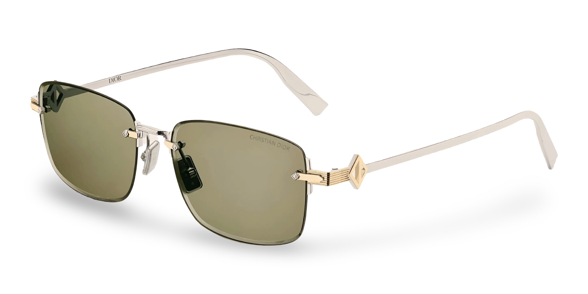 Gold auf Silber Rechteckige Sonnenbrille mit gelben Gläsern