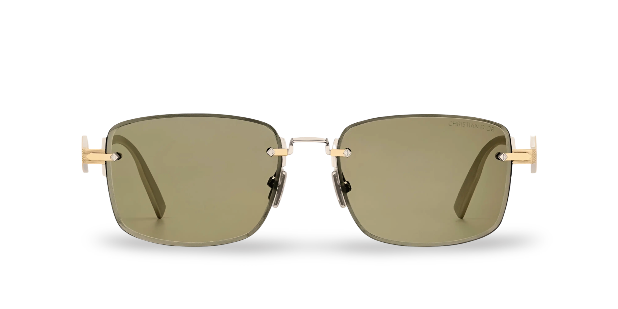 Gold auf Silber Rechteckige Sonnenbrille mit gelben Gläsern