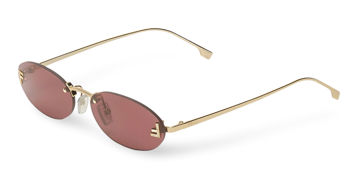 Goldene ovale Sonnenbrille mit violetten Gläsern