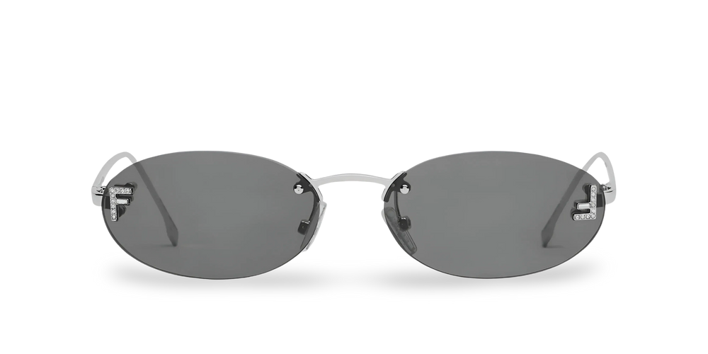 Silver Oval Sunglasses with Gray Lenses