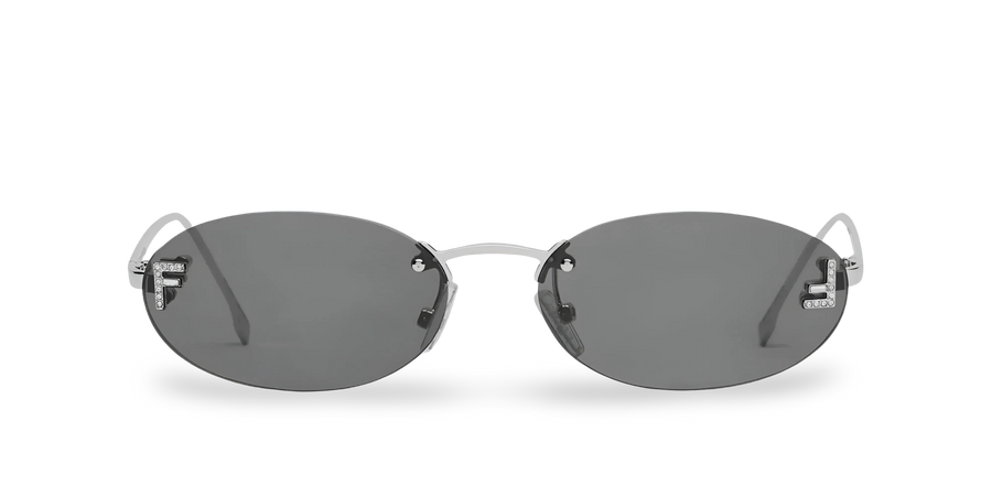Silver Oval Sunglasses with Gray Lenses