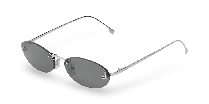 Silver Oval Sunglasses with Gray Lenses