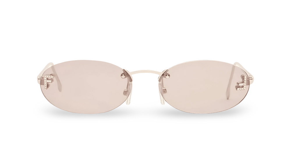 Ovale Sonnenbrille in Roségold mit rosa Gläsern