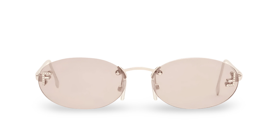 Ovale Sonnenbrille in Roségold mit rosa Gläsern
