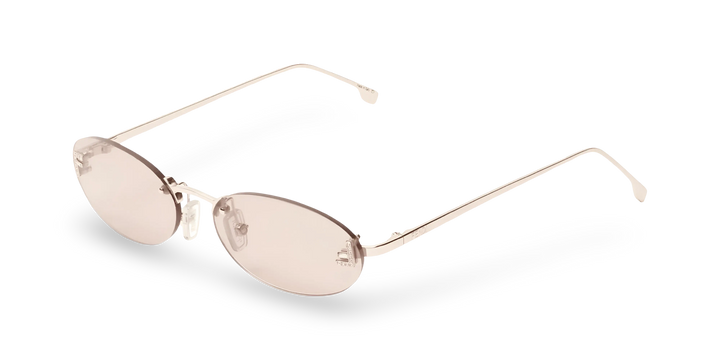 Ovale Sonnenbrille in Roségold mit rosa Gläsern