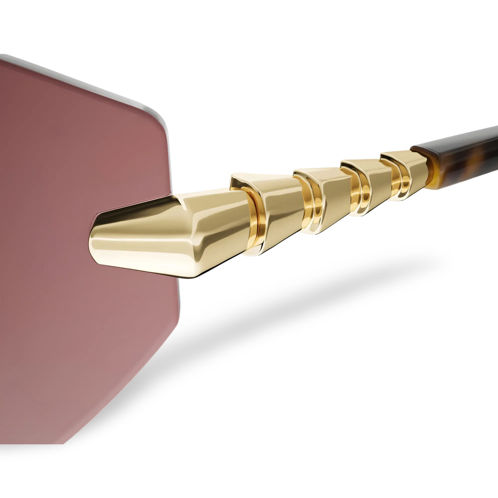Gold Shield Sunglasses with Gradient Purple Lenses