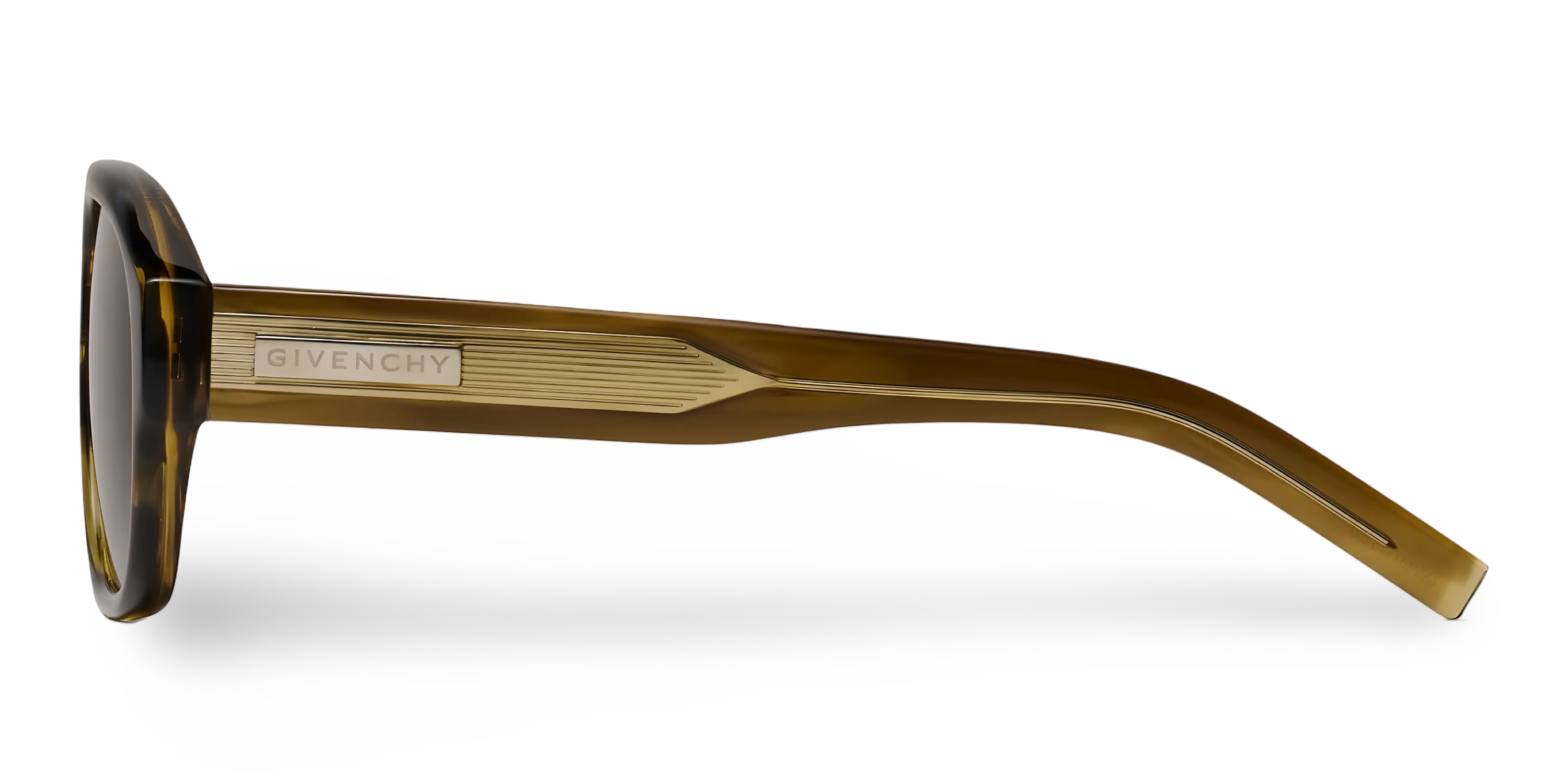 Braune Piloten-Sonnenbrille mit gestreiften Bügeln und braunen Gläsern