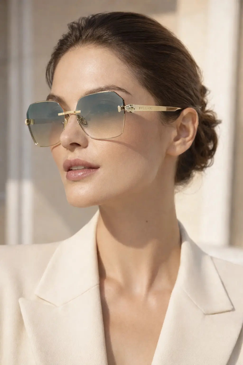 Occhiali Da Sole Geometrico Oro con Lenti Verdi