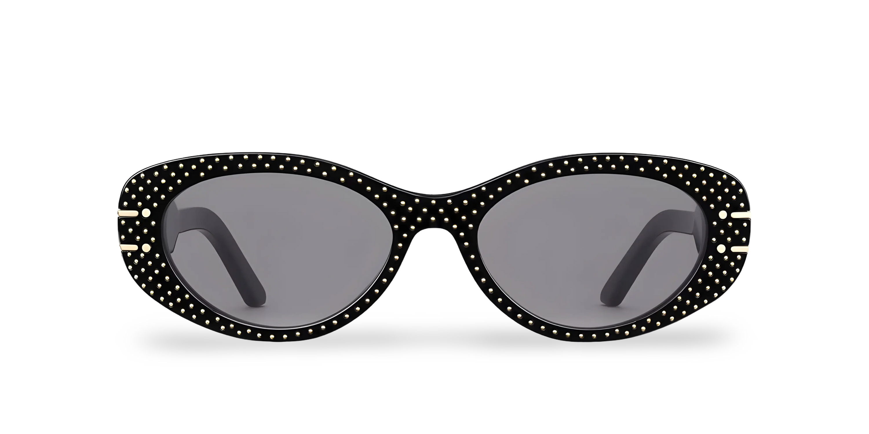 Occhiali Da Sole Ovali Neri Con Borchie oro