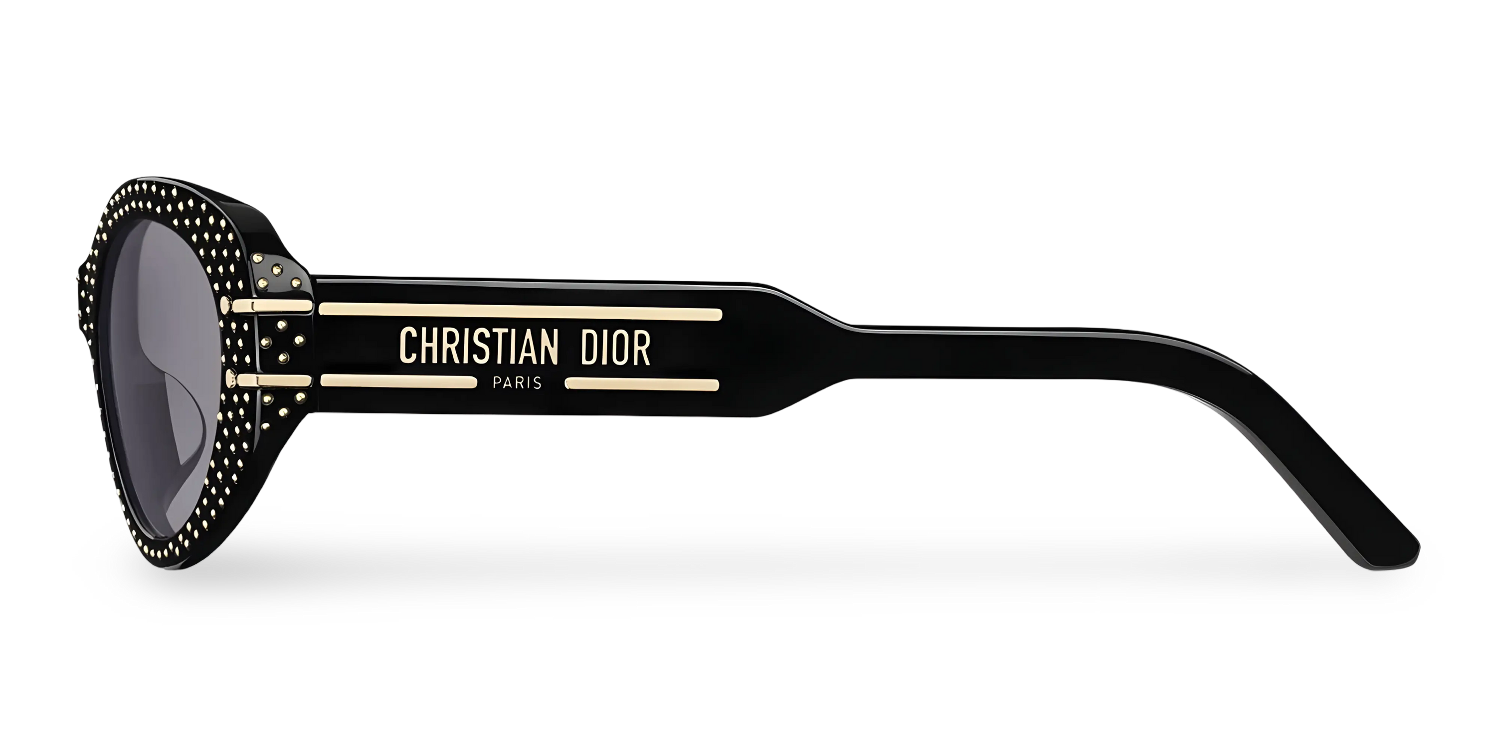 Occhiali Da Sole Ovali Neri Con Borchie oro