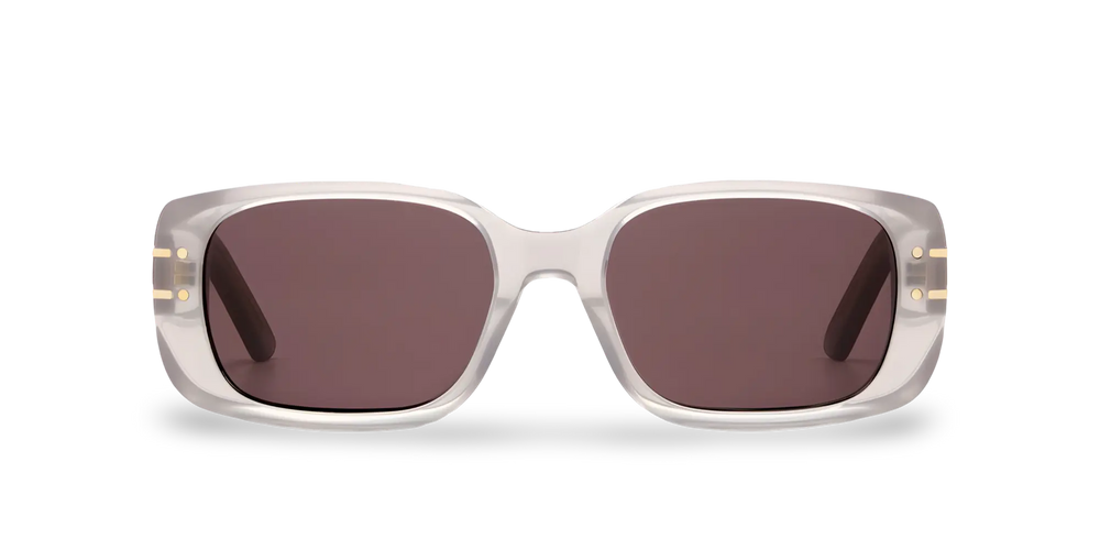 Transparente beige rechteckige Sonnenbrille