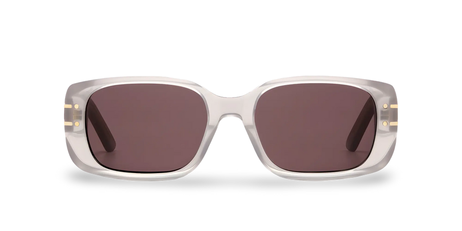Transparente beige rechteckige Sonnenbrille
