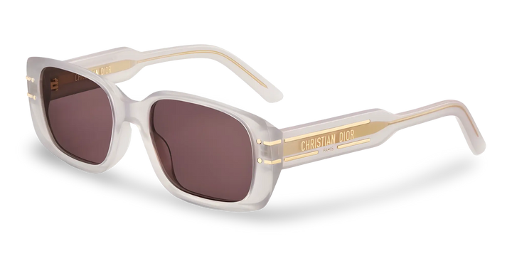 Transparente beige rechteckige Sonnenbrille