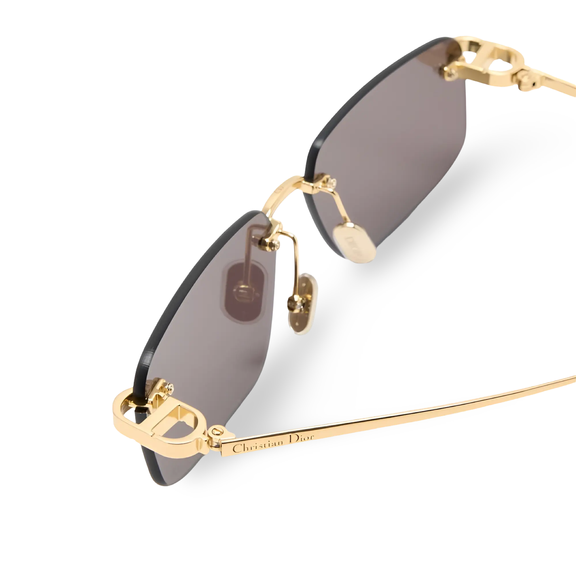 Gold Rectangular Sunglasses with Gray Lenses
