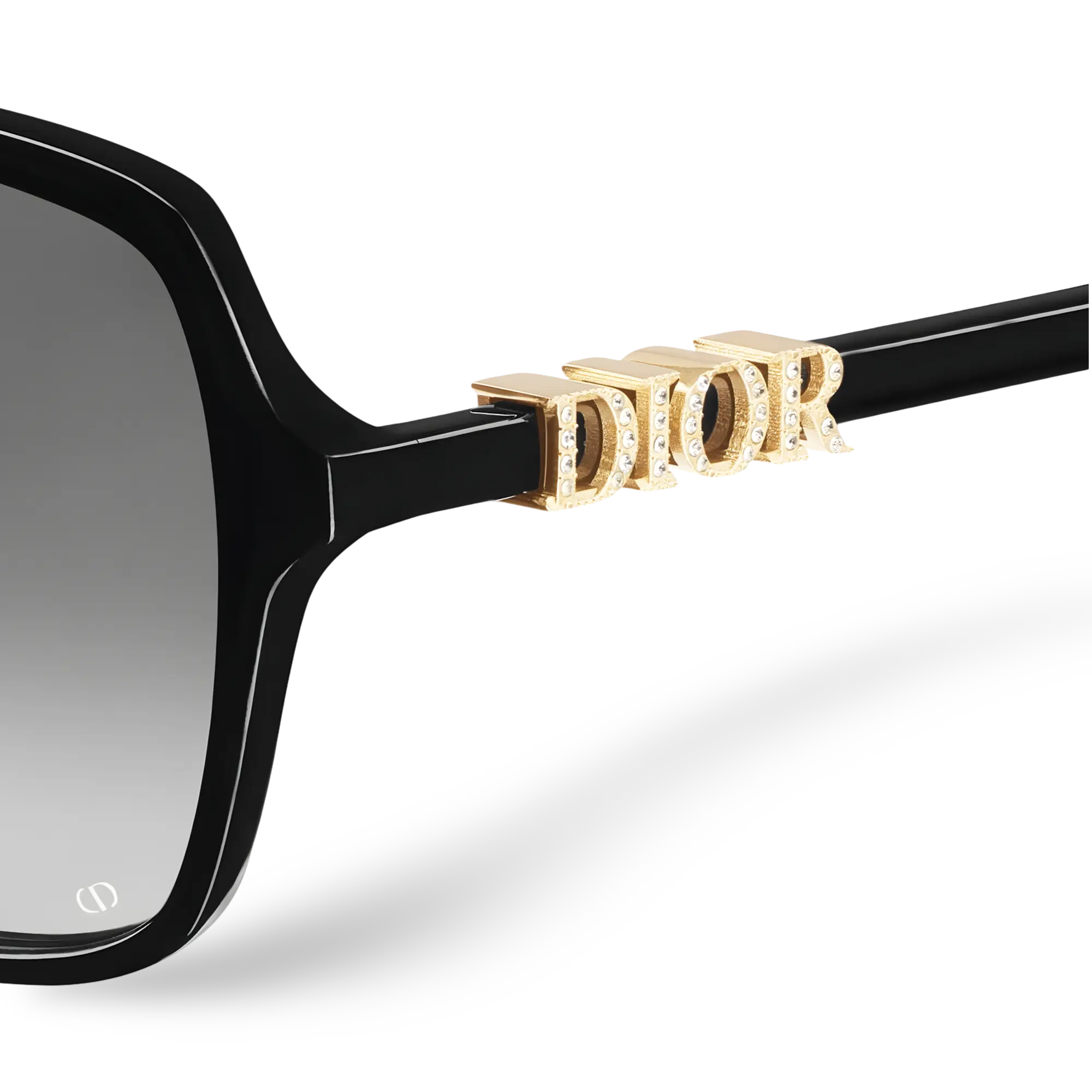 Schwarze quadratische Sonnenbrille mit grauen Verlaufsgläsern