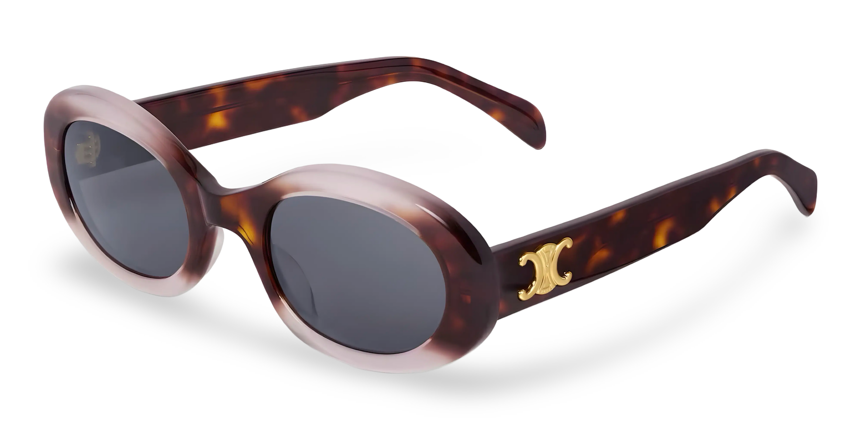Ovale Sonnenbrille in Schildpattoptik, Braun mit Farbverlauf Rosa