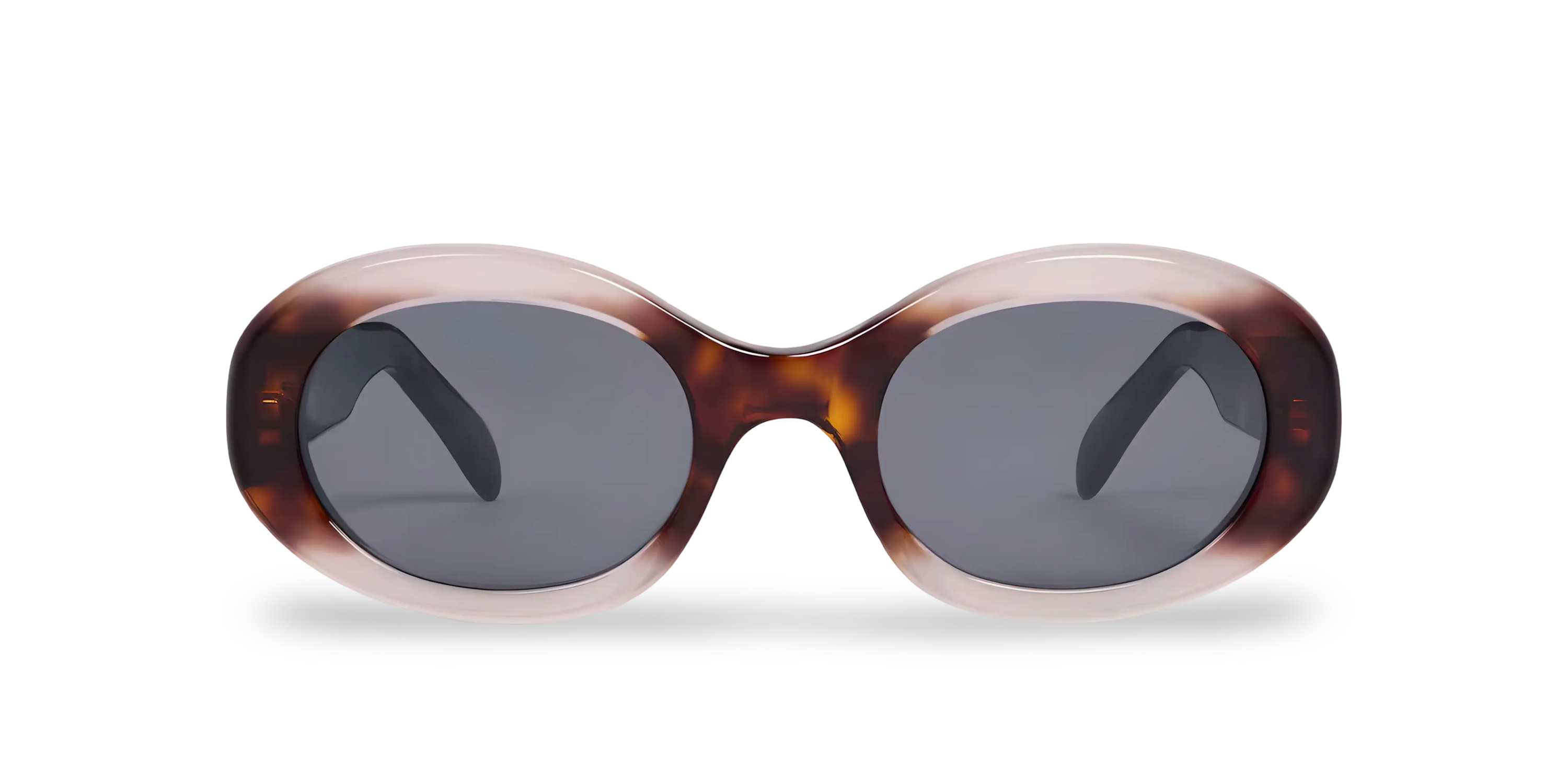 Ovale Sonnenbrille in Schildpattoptik, Braun mit Farbverlauf Rosa