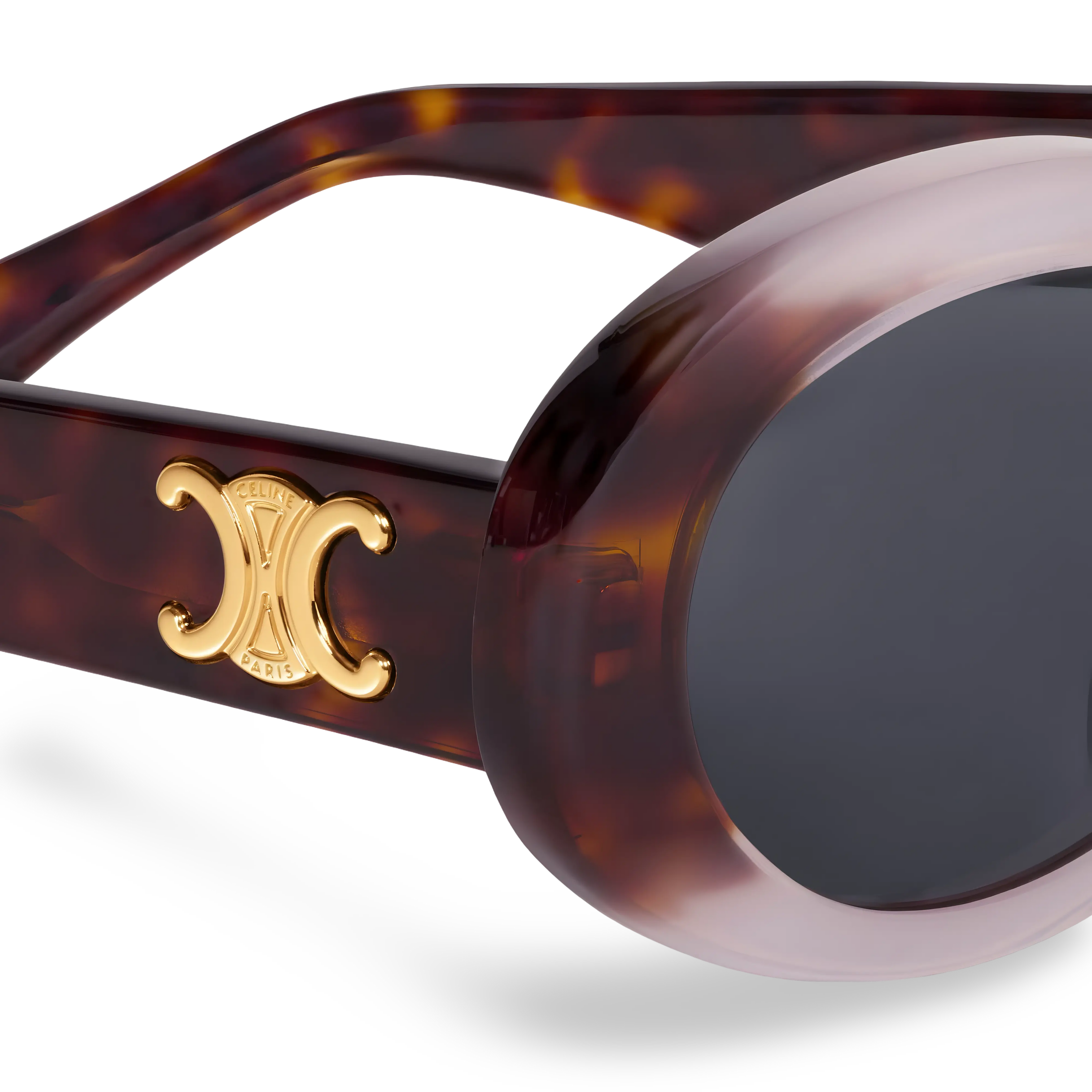 Ovale Sonnenbrille in Schildpattoptik, Braun mit Farbverlauf Rosa