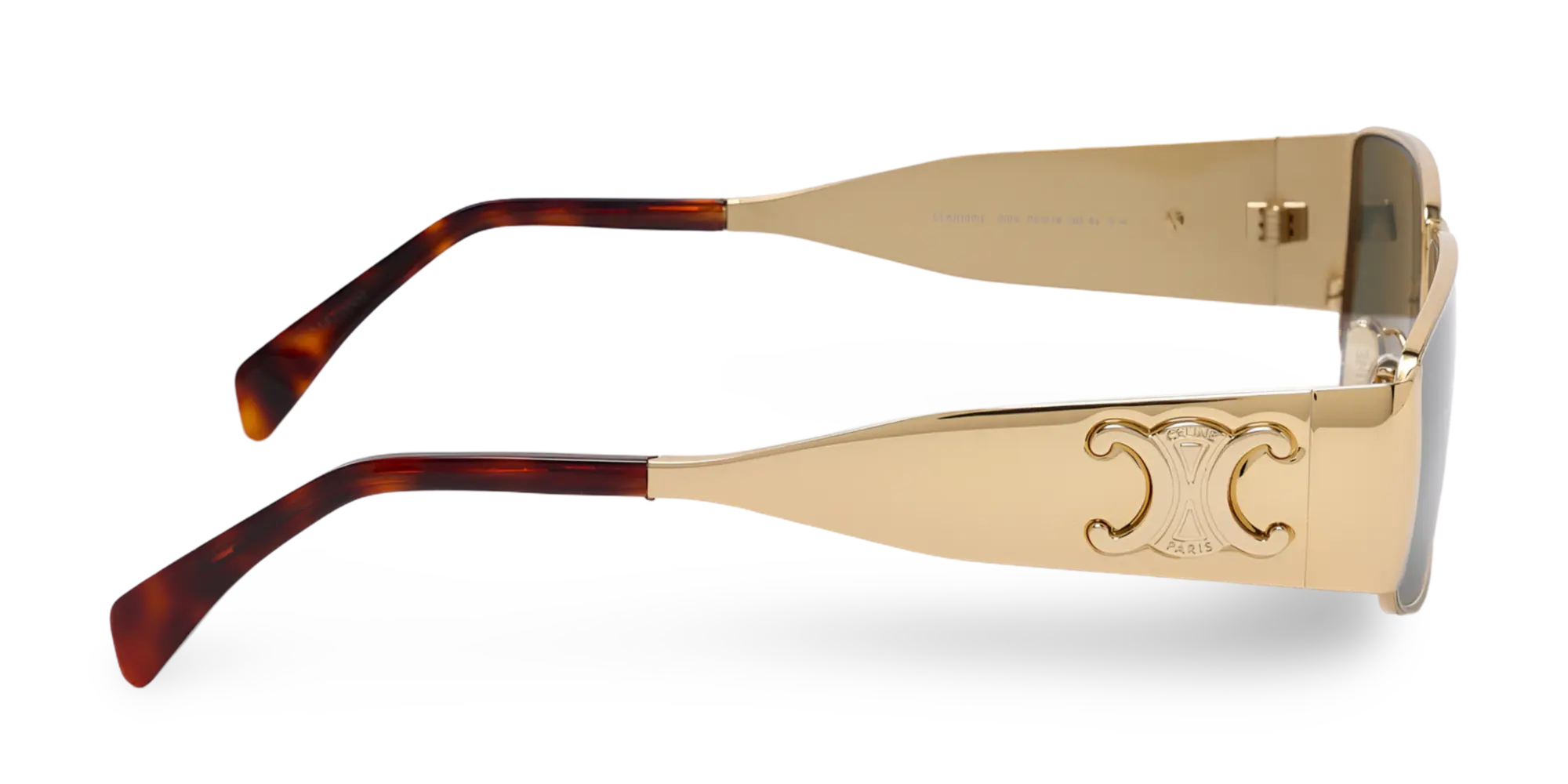 Rectangular Gold Sunglasses with Green Lenses