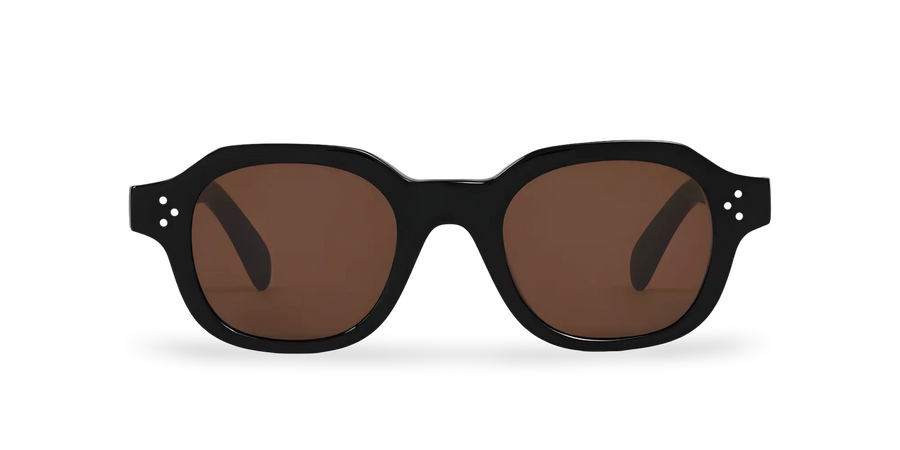 Occhiali Da Sole Geometrico Nero con Lenti Marroni