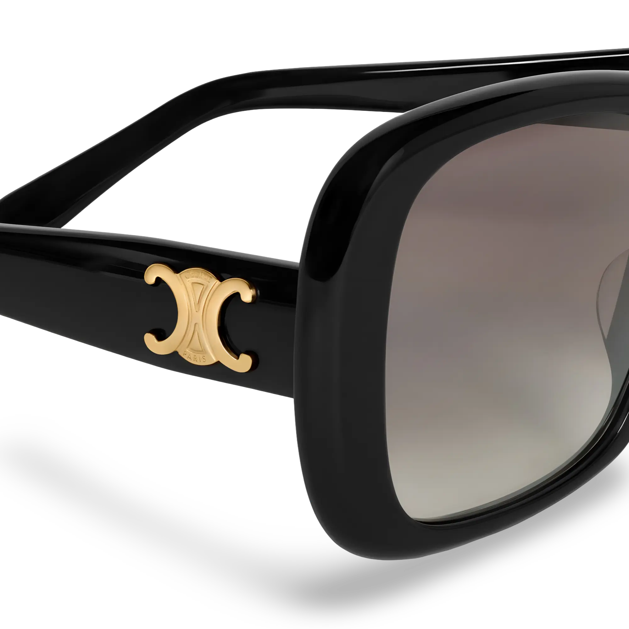 Rechteckige Sonnenbrille in Schwarz mit Gläsern in Grau-Verlauf