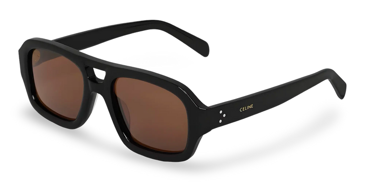 Black Pilot Sunglasses with Brown Lenses