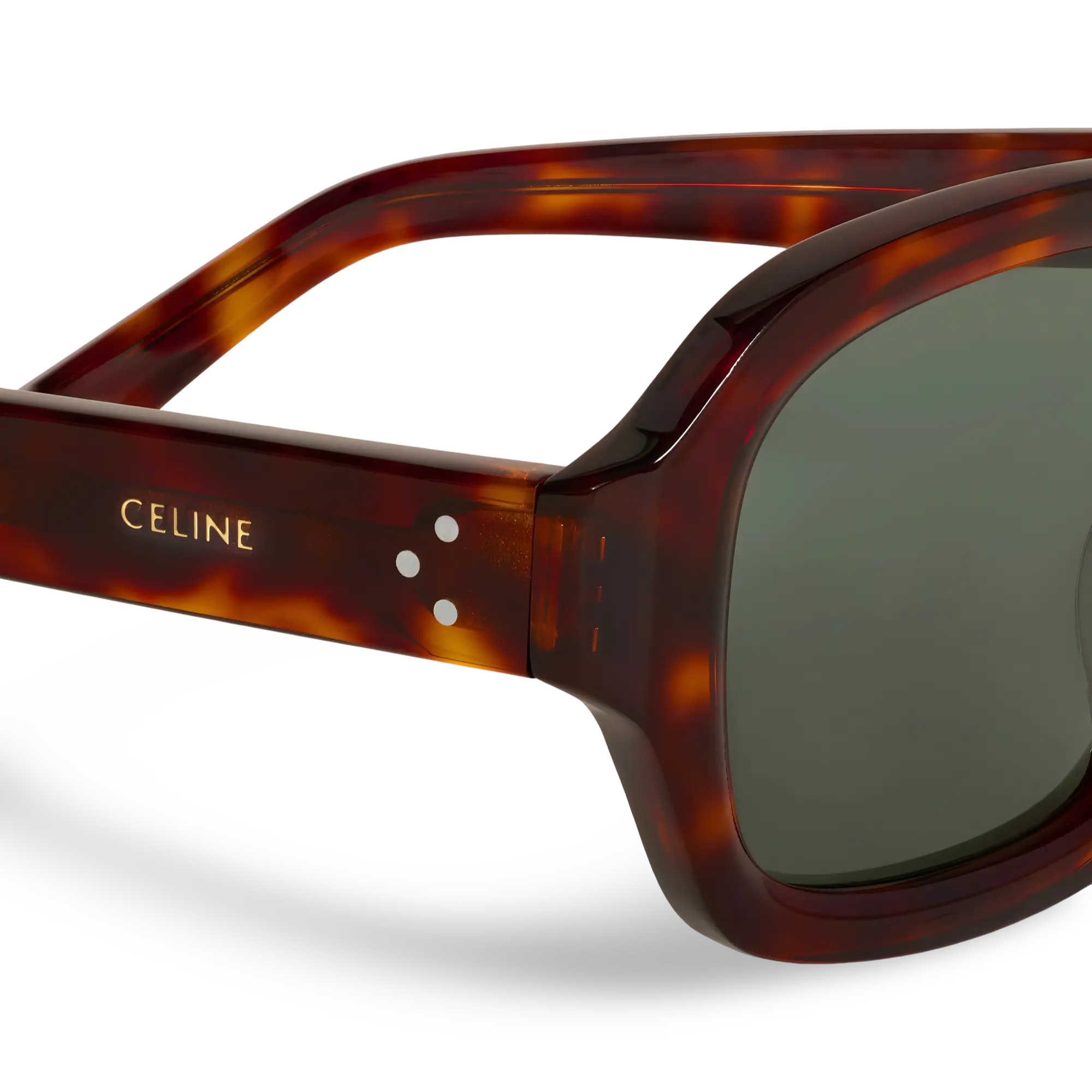 Havana Pilot Sunglasses with Green Lenses