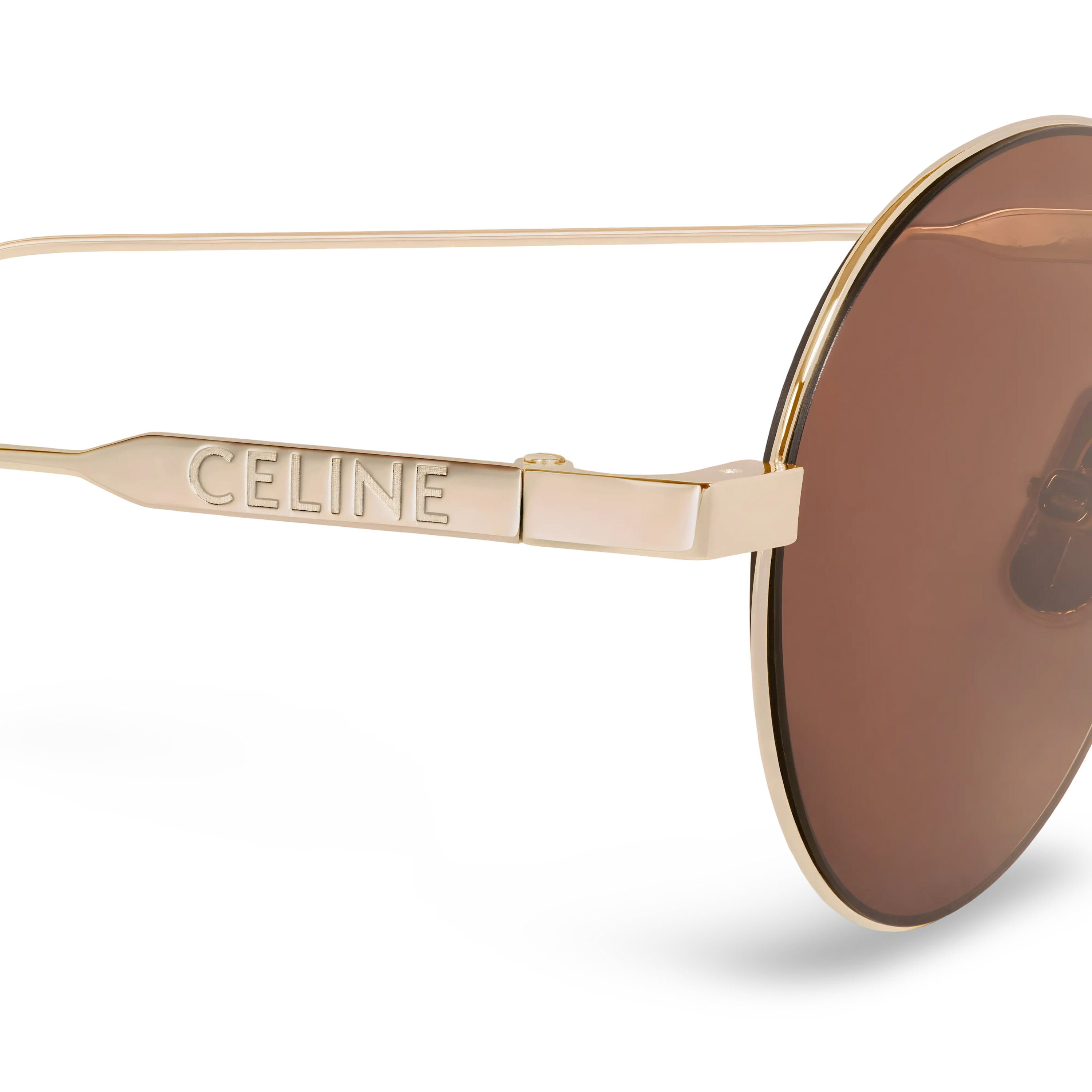 Round Gold Sunglasses with Brown Lenses