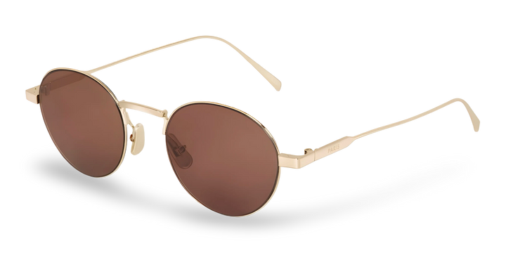 Round Gold Sunglasses with Brown Lenses