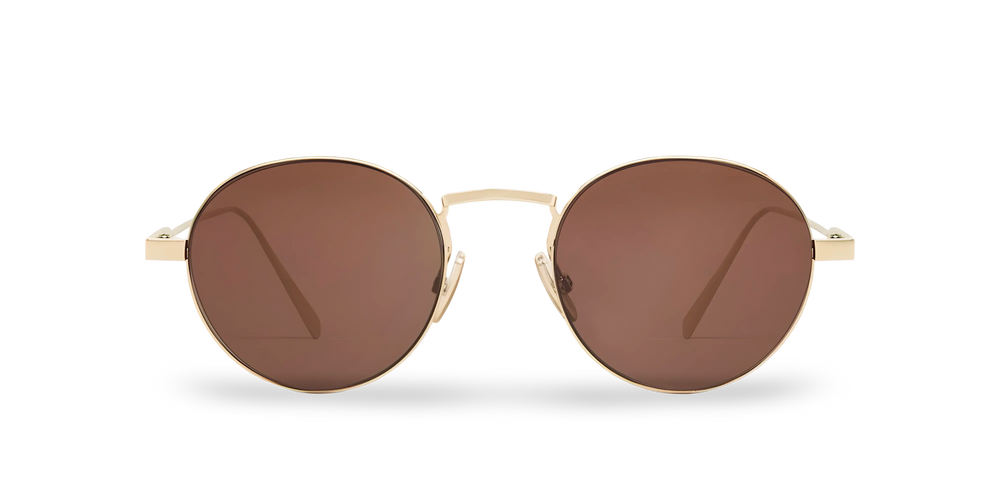Round Gold Sunglasses with Brown Lenses
