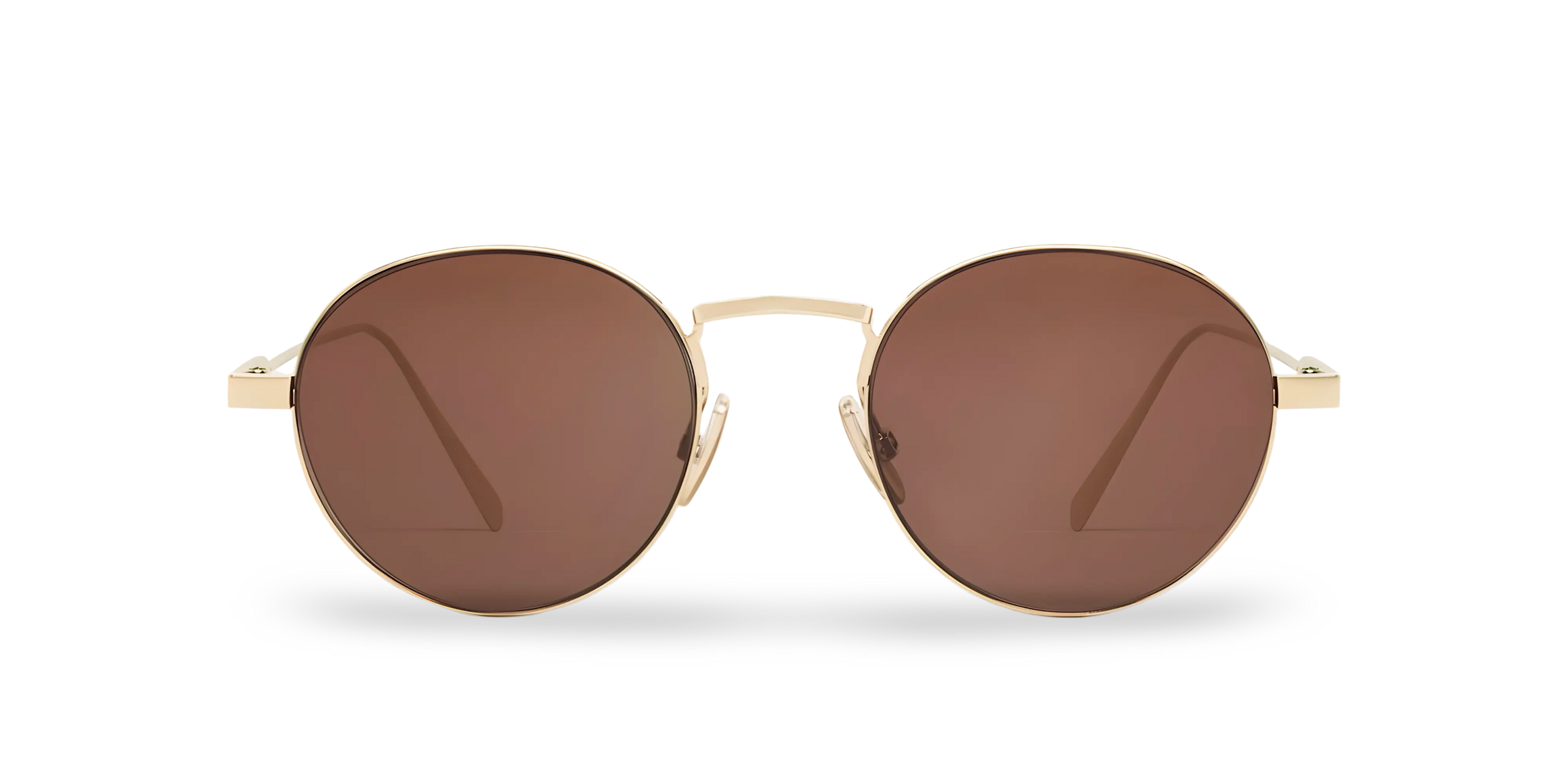 Round Gold Sunglasses with Brown Lenses