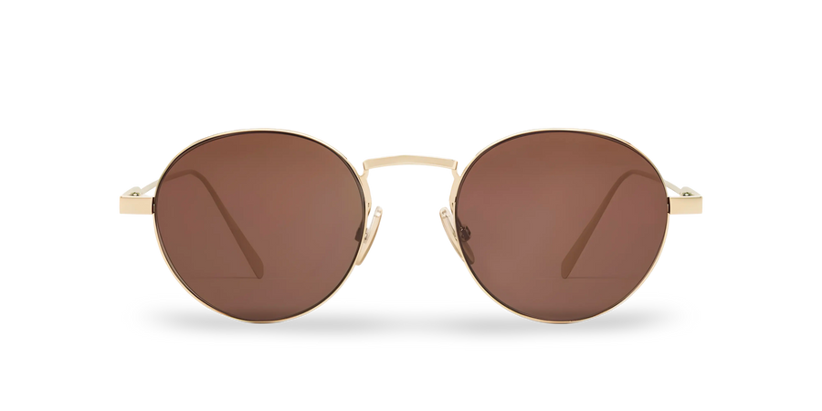 Round Gold Sunglasses with Brown Lenses