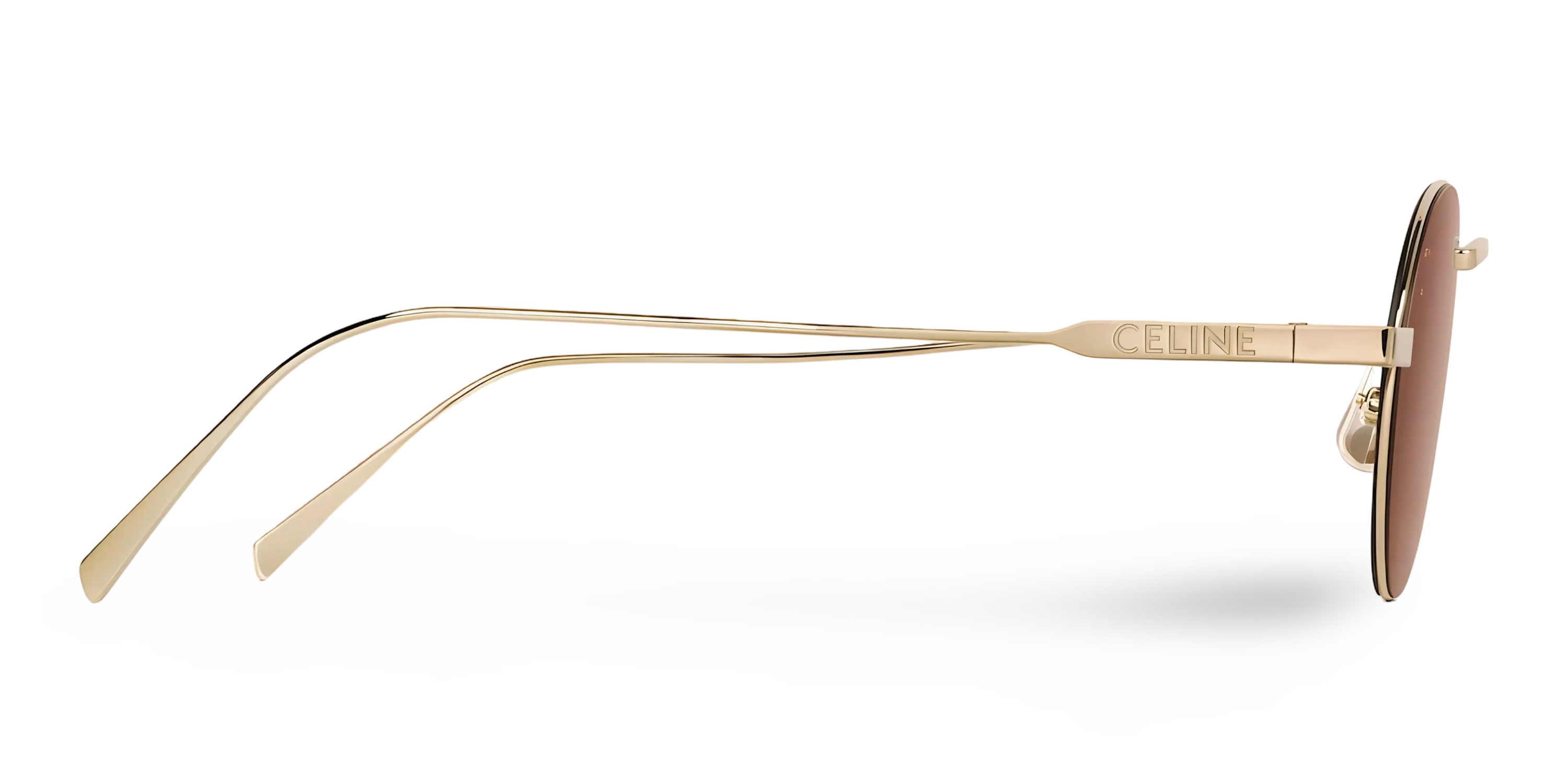Round Gold Sunglasses with Brown Lenses