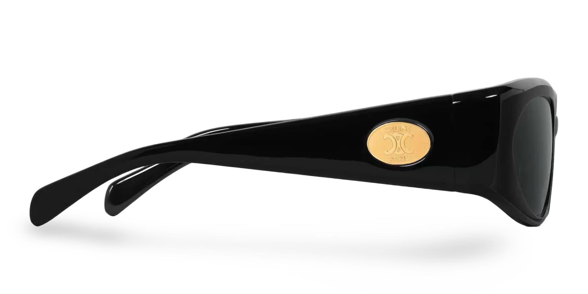 Schwarze geometrische Sonnenbrille mit grauen Gläsern