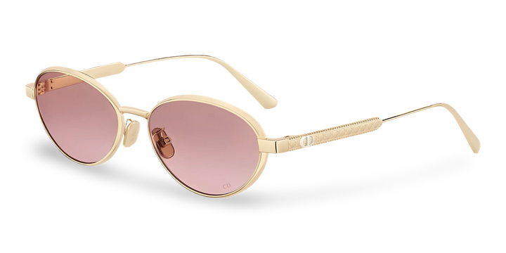 Gold Oval Sunglasses with Pink Gradient Lenses