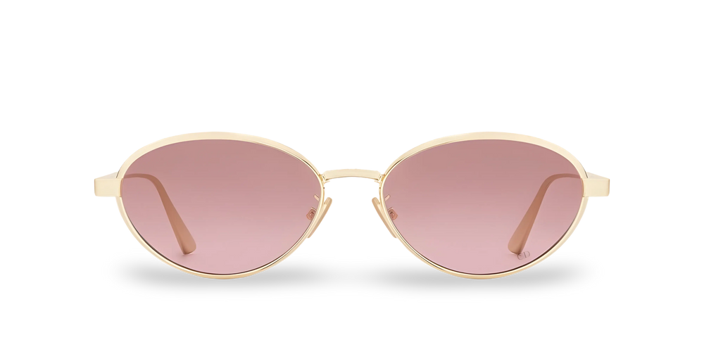 Gold Oval Sunglasses with Pink Gradient Lenses