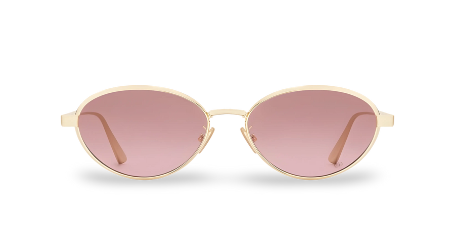 Gold Oval Sunglasses with Pink Gradient Lenses
