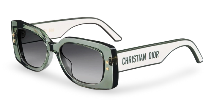 Transparente grüne rechteckige Sonnenbrille
