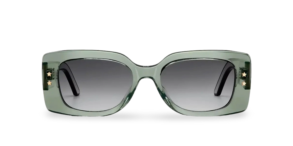Transparente grüne rechteckige Sonnenbrille