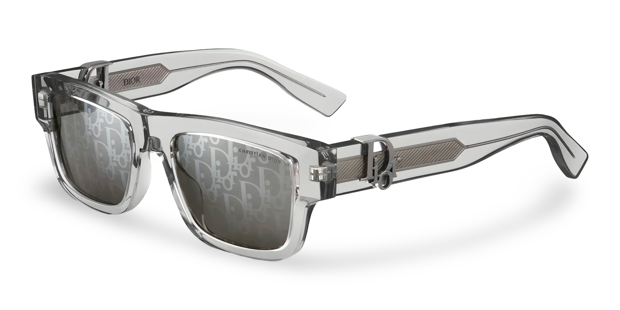 Occhiali Da Sole Rettangolari Grigio Trasparente con Lenti Dior Oblique