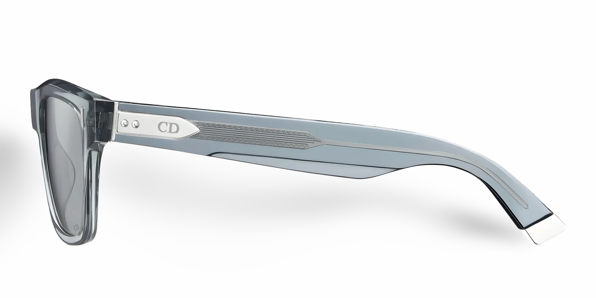Rechteckige Sonnenbrille Transparent Blau-Grau mit silber verspiegelten Gläsern